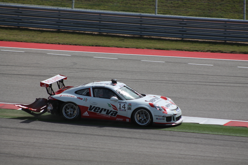 Illustration for article titled This Porsche Supercup Car Dragged Its Bumper For Half The Race
